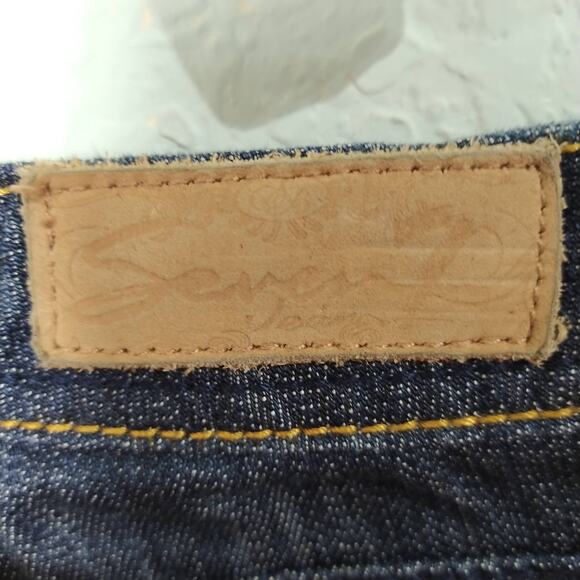 SEVEN7 Womens Jeans Size 26 Dark Denim Wash Flare Leg Cotton Spandex ALTERED - Picture 7 of 8